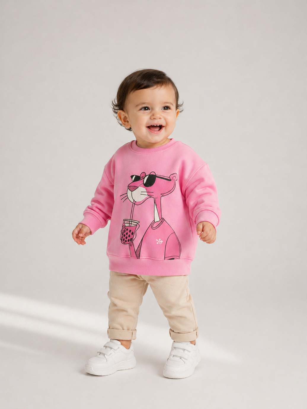 Baby melton pink tiger sweetshirt