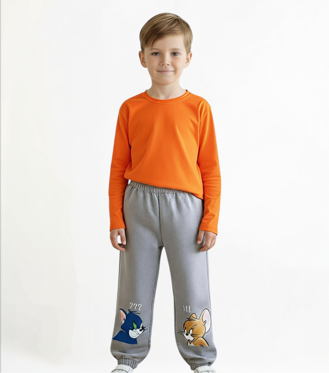 Gray T&j Pants تلبيس فضفاض