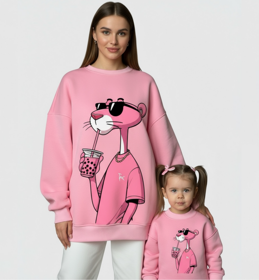 Mamy & child melton pink tiger sweetshirt