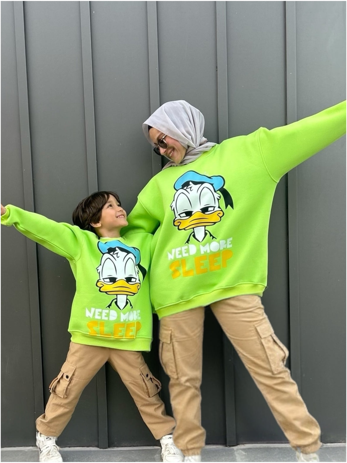 Over size Mamy & child melton duck sweetshirt