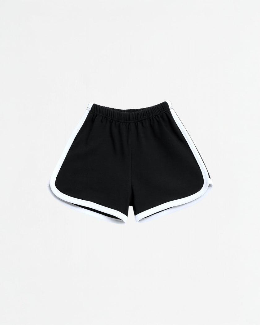 Basic black cotton short