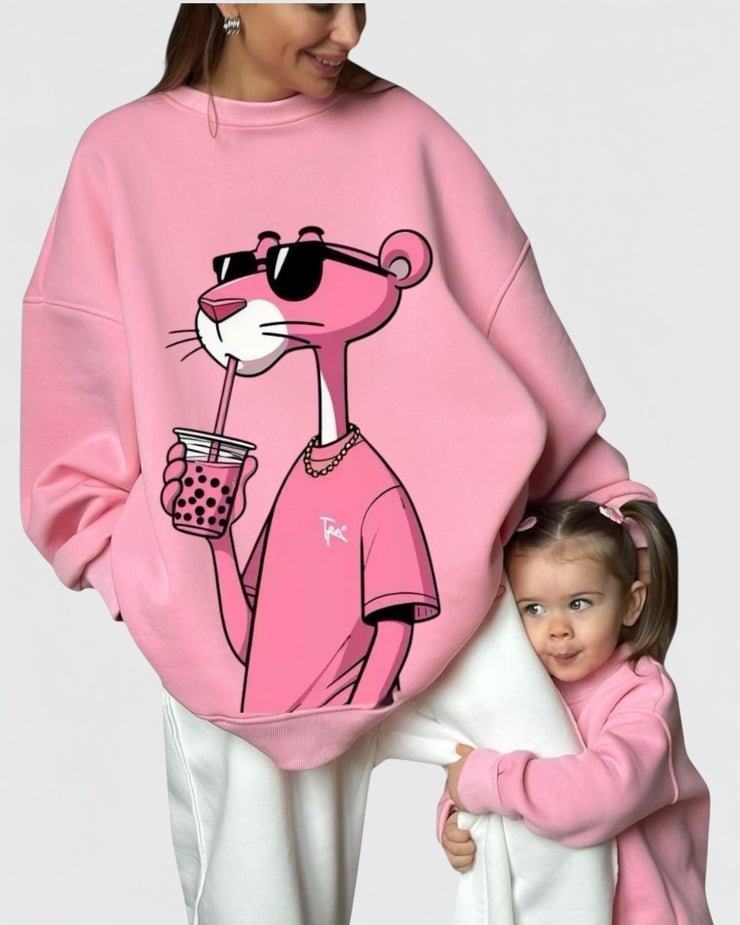 Mamy & child melton pink tiger sweetshirt تسليم هذا المنتج بعد( 15-10-2025)
