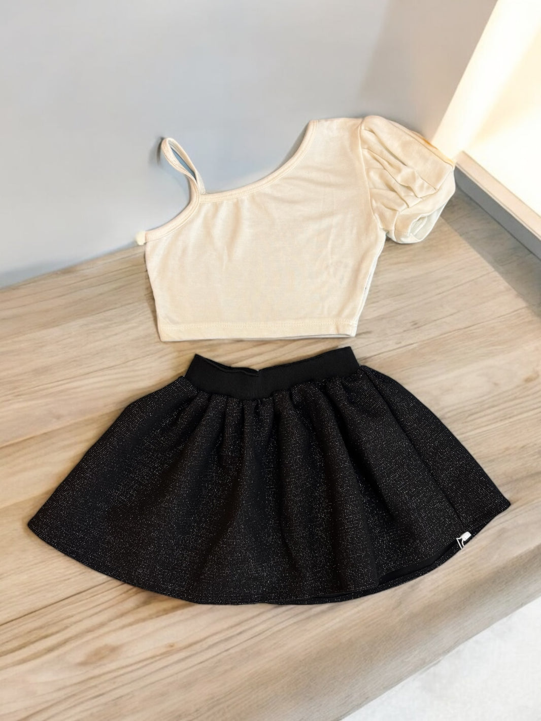 Frouns cotton top with glitter skirt