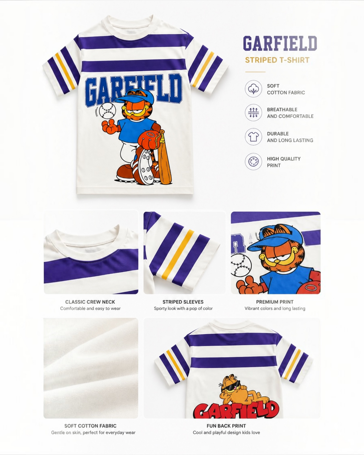 Outlet Garfield Cotton T- Shirt (ديفو عشوائى)