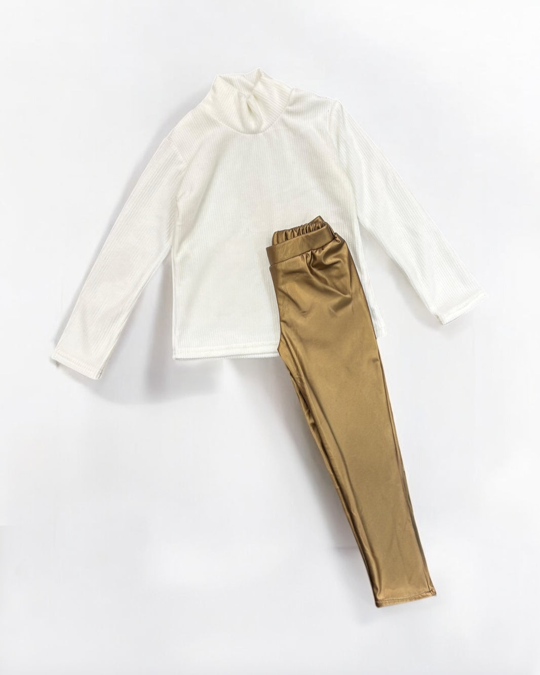 Cotton white highcool with gold leather padded pants