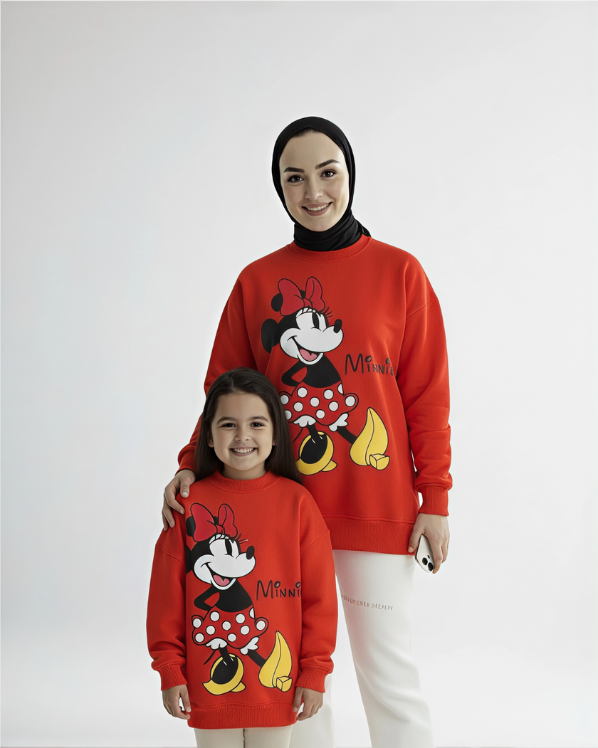 Over size Mamy & child melton red minne sweetshirt