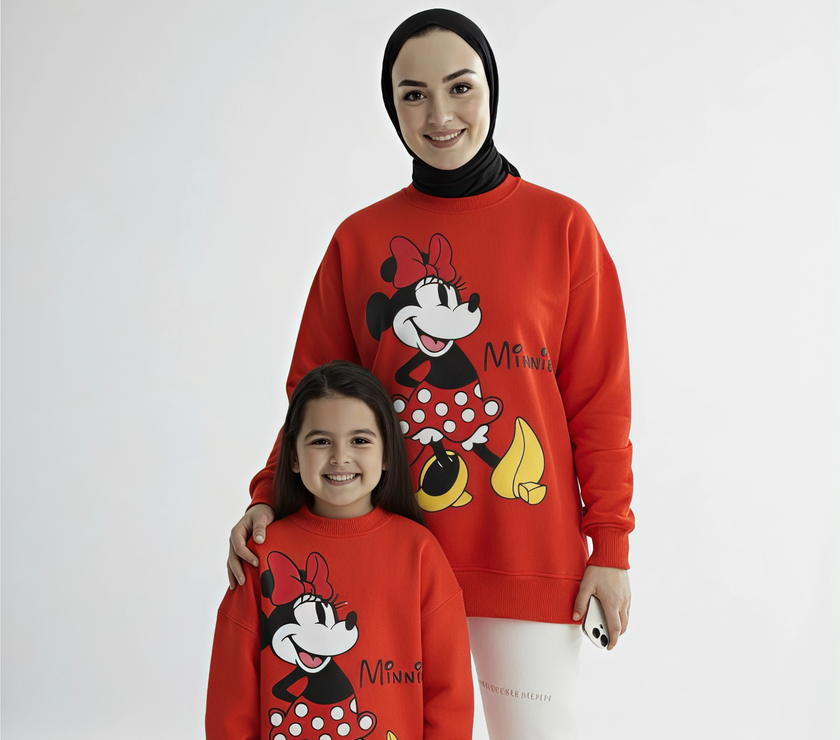 Over size Mamy & child melton red minne sweetshirt