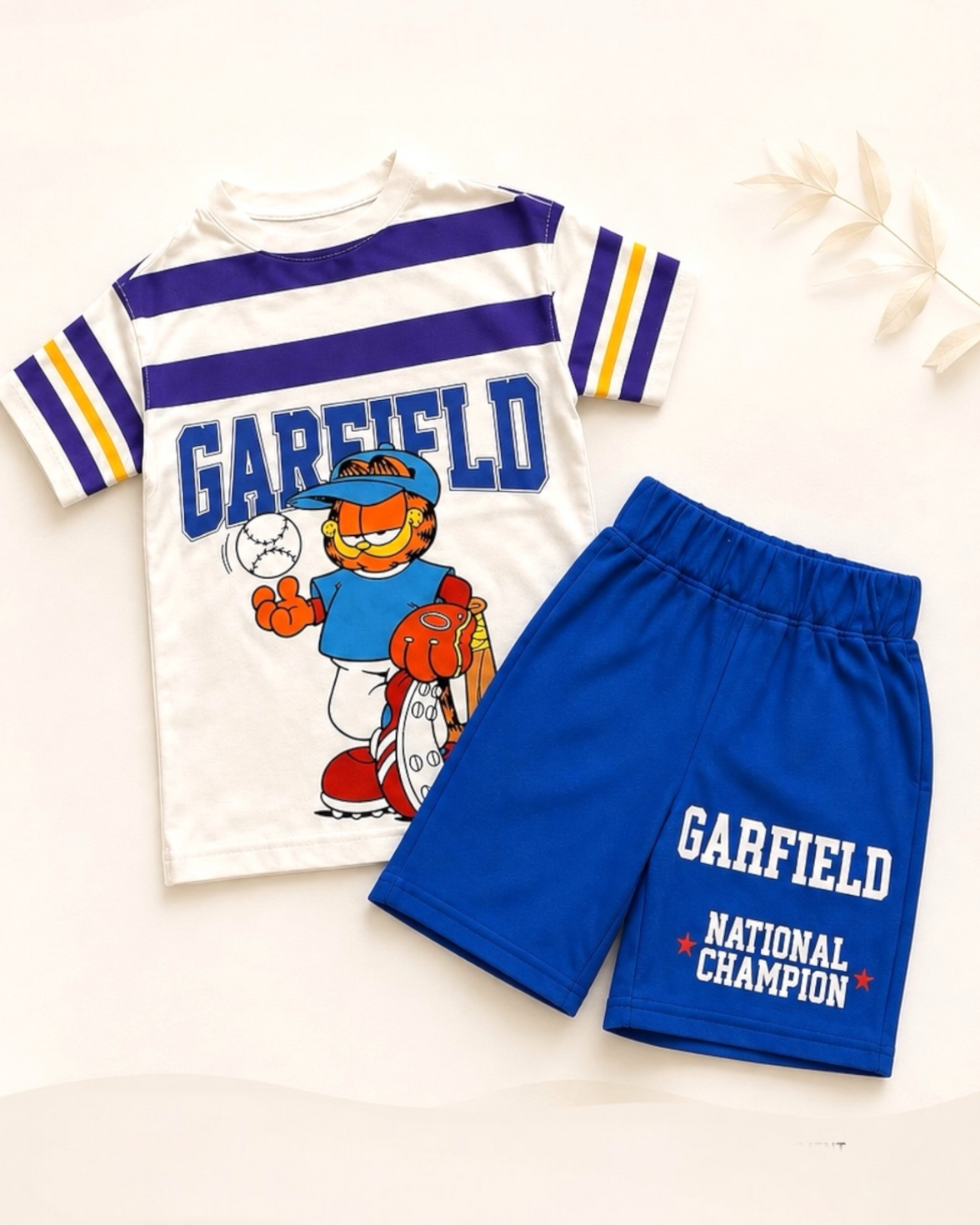 Outlet Garfield Suit Cotton Short With Cotton T- Shirt (ديفو عشوائى)