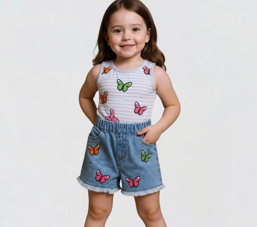 Butterfly jeans short