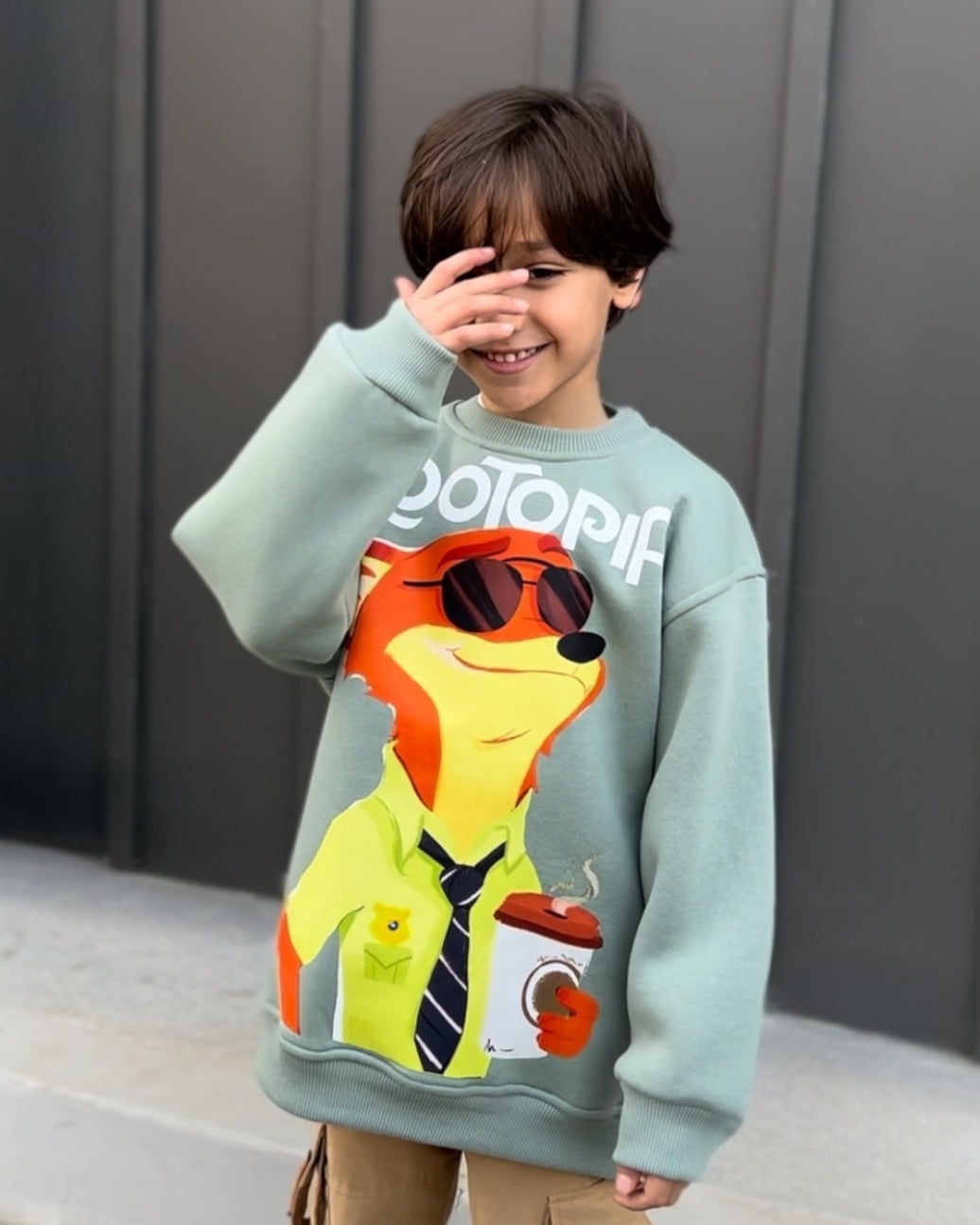 child melton olive zootopia sweetshirt