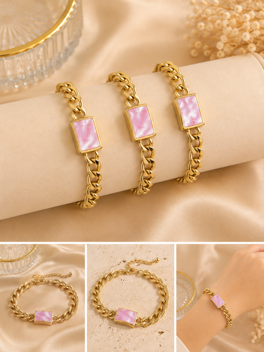 Rosé Pearl Link Bracelet 🌸