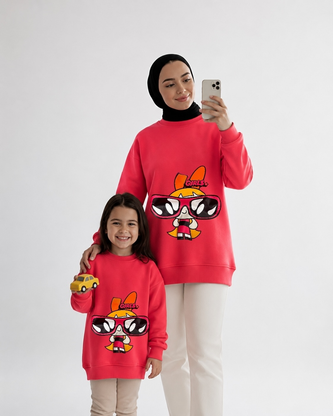Over size Mamy & child melton big glass sweetshirt dark pink