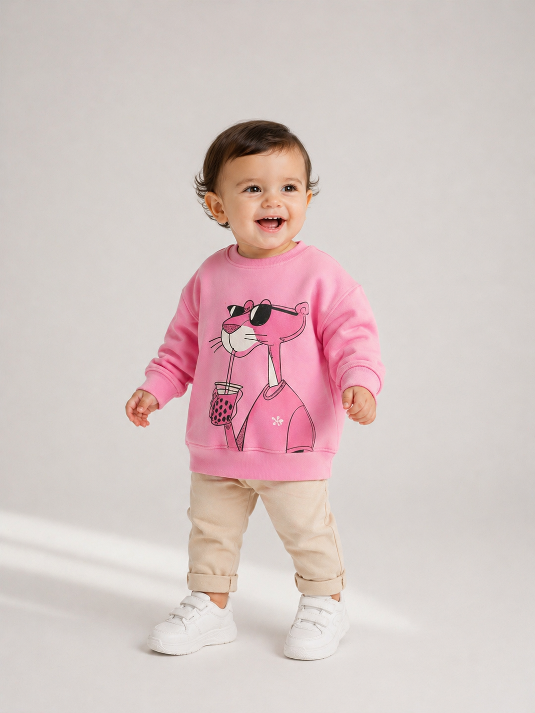 Baby melton pink tiger sweetshirt