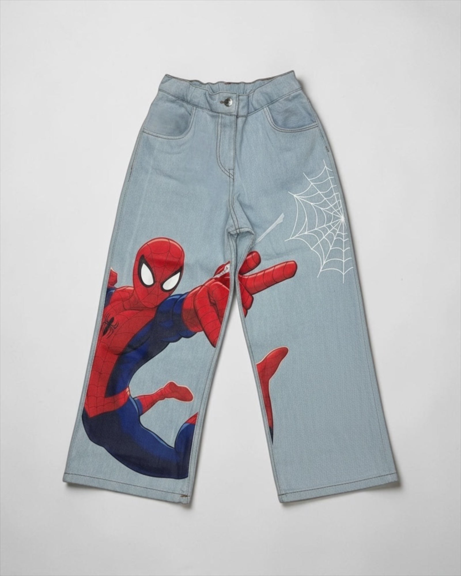 Spiderman Jeans Boy Pants يرجى اختيار مقاس أصغر درجة تلبيس فضفاض