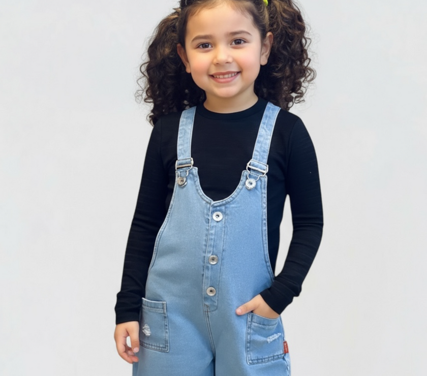Jeans jumpsuit with blackshirt
