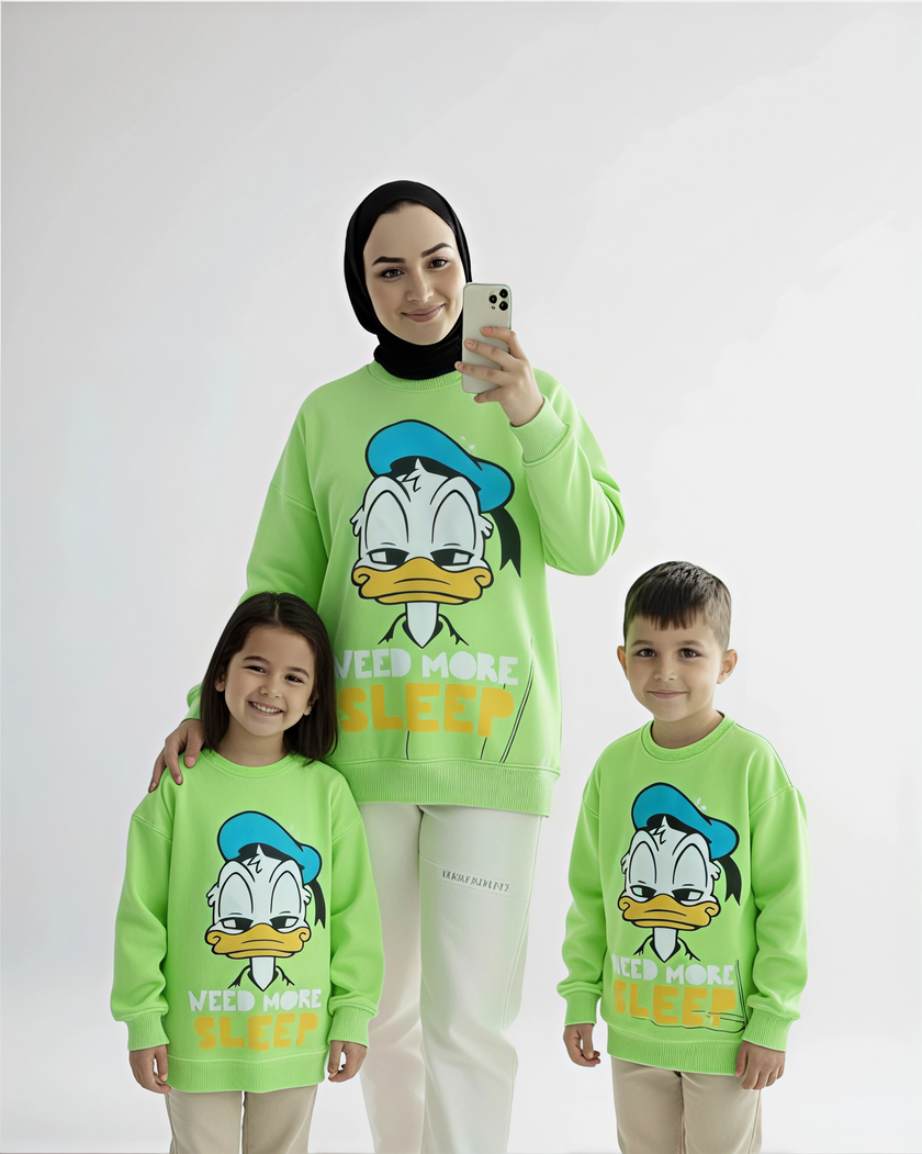 Over size Mamy & child melton duck sweetshirt