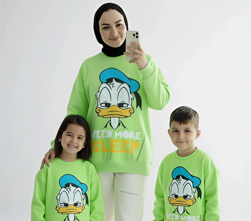 Over size Mamy & child melton duck sweetshirt