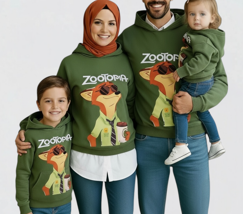 Dady & child melton olive zootopia hoodie delivery on 20-11-2025