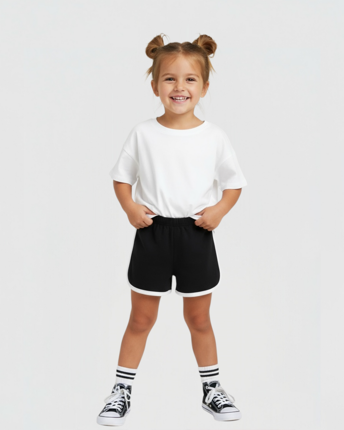 Basic black cotton short