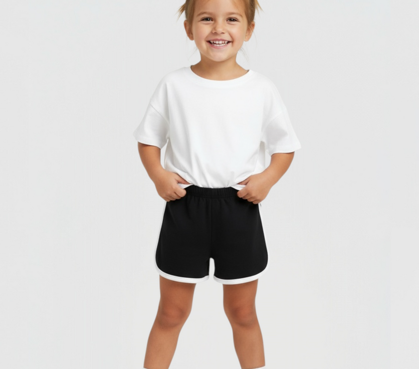 Basic black cotton short