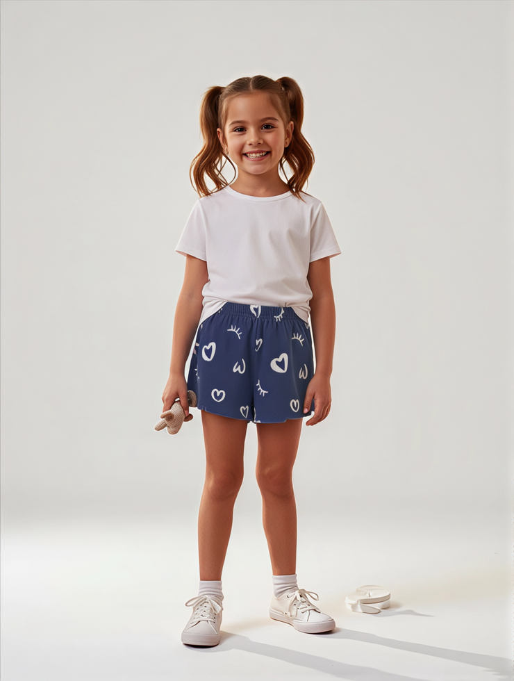 dark blue hearts short