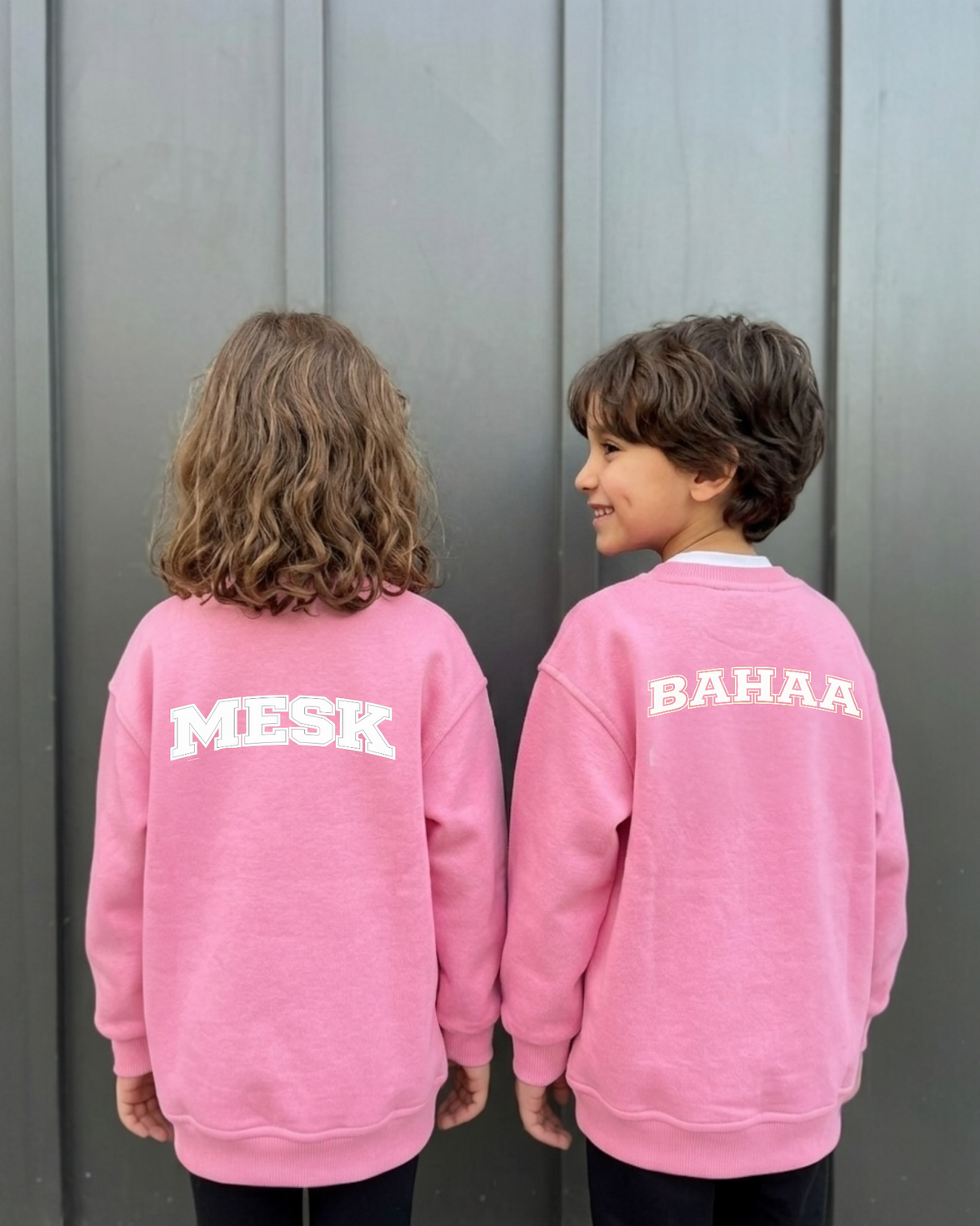 Over size child melton light pink timmy sweetshirt