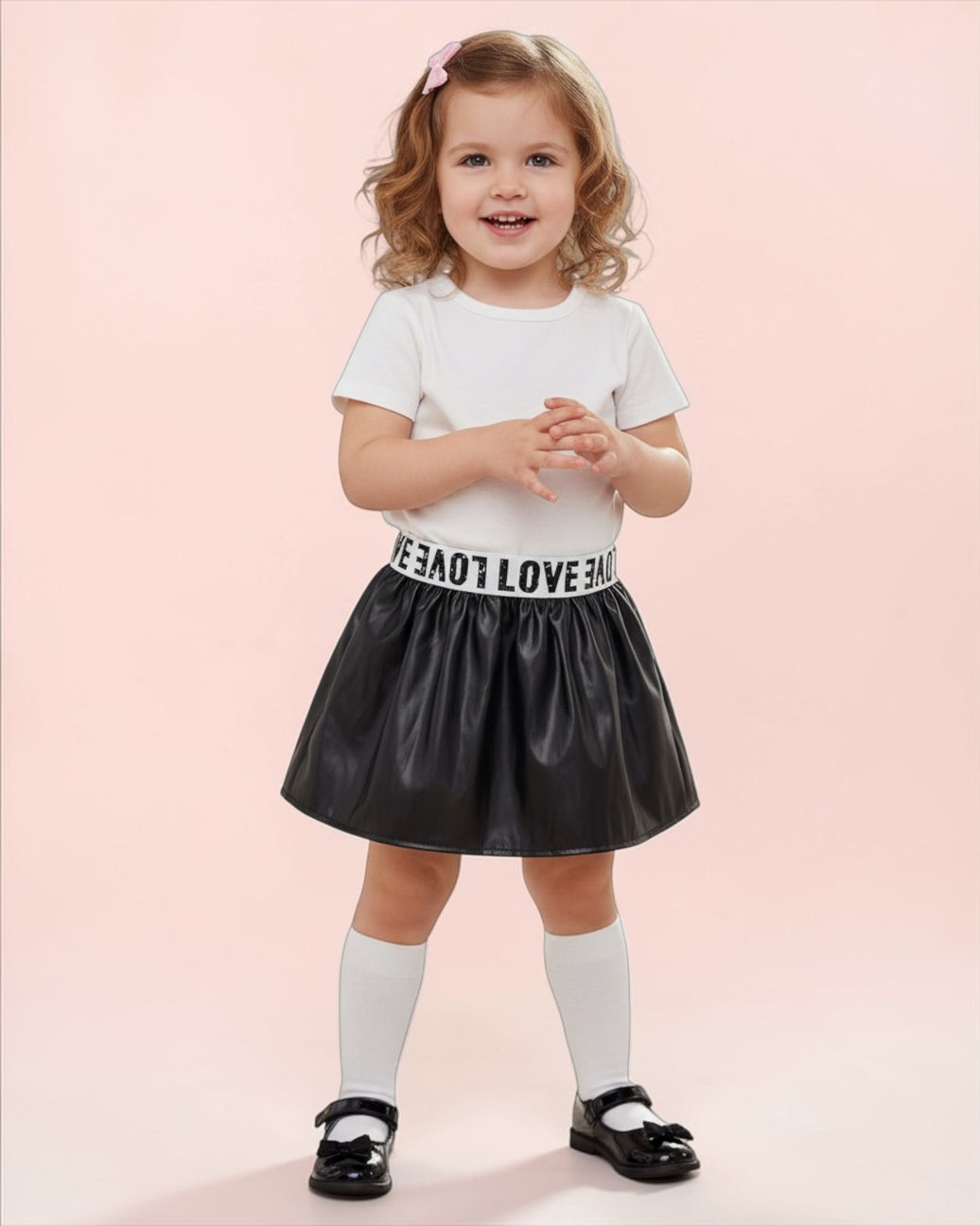 Black Love leather Skirt