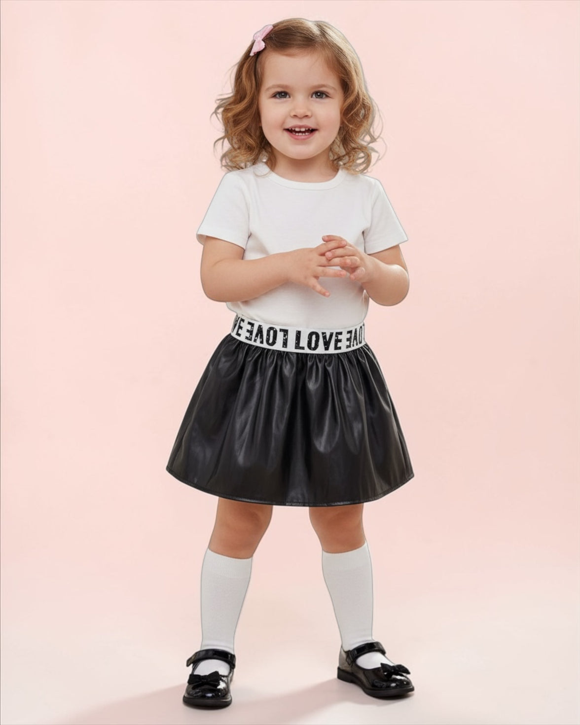 Black Love leather Skirt