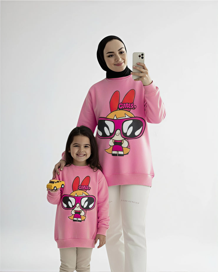 Over size Mamy & child melton big glass sweetshirt