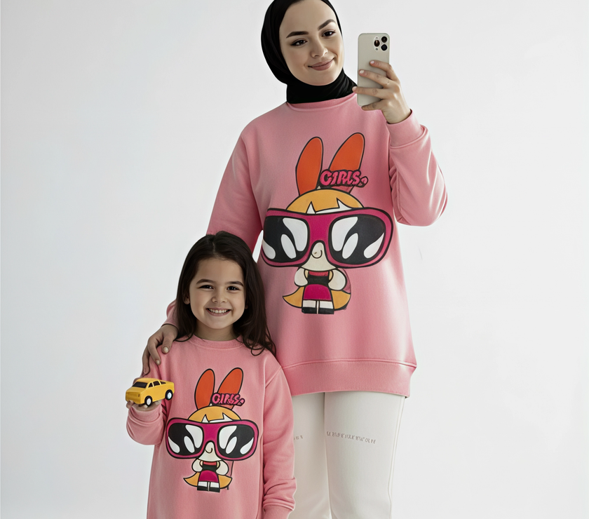 Over size Mamy & child melton big glass sweetshirt