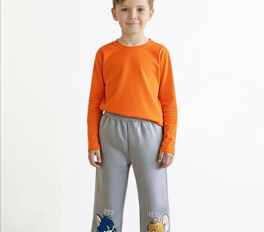 Gray T&j  Pants تلبيس فضفاض