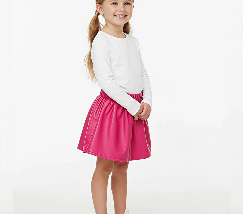 Pink Leather Skirt Padded