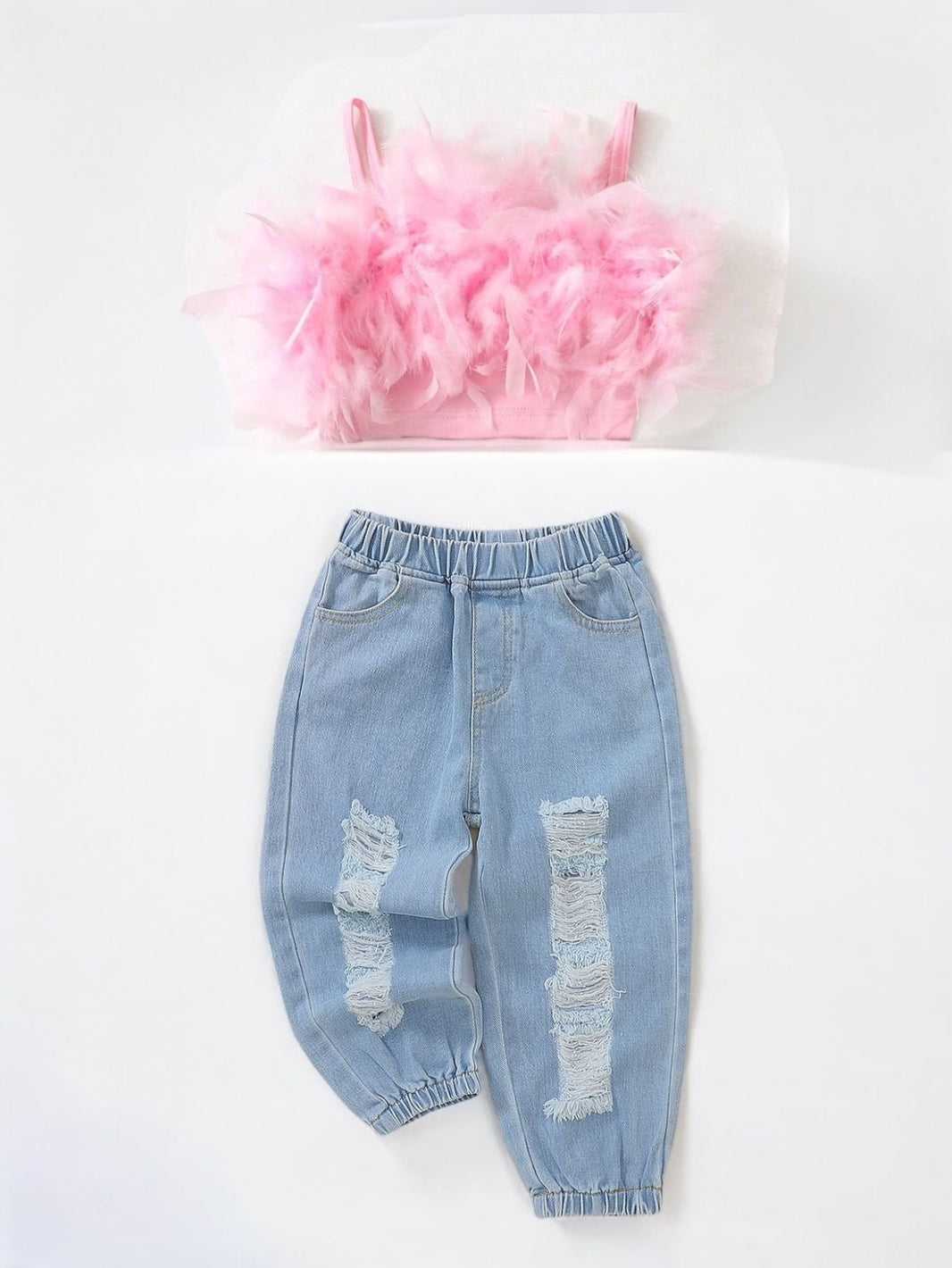 Hula top with cutting jeans