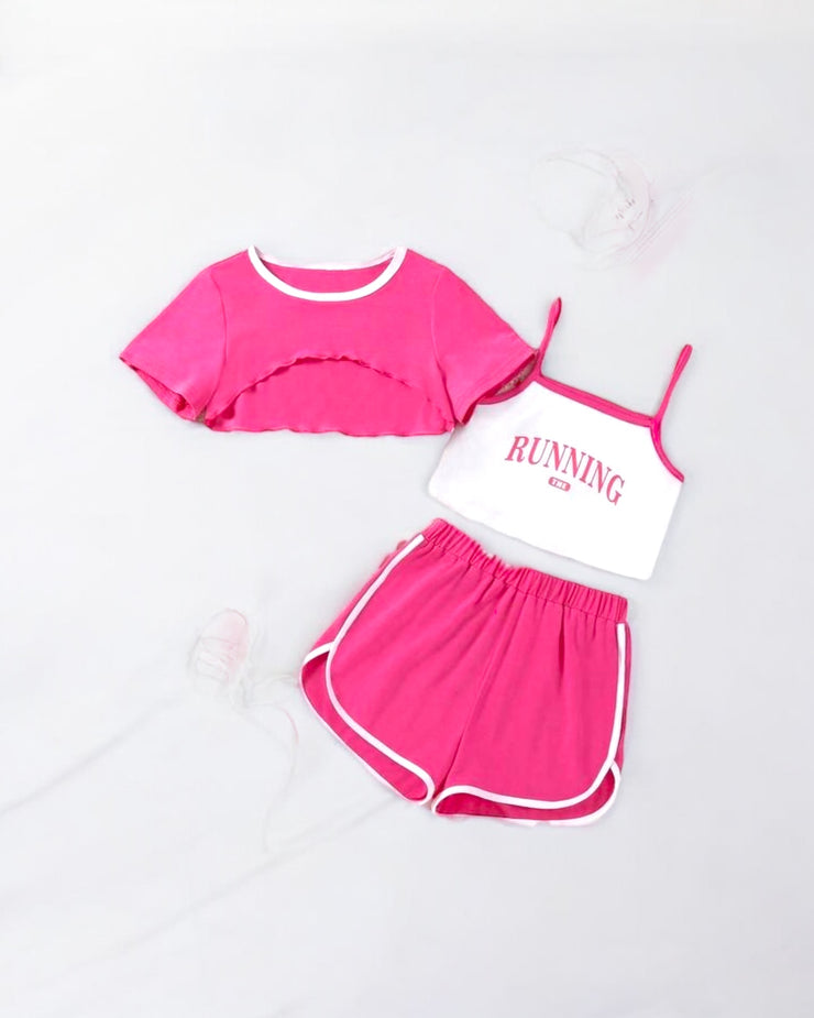 Pink runing suit 3p تسليم هذا المنتج يوم 20-5-2025