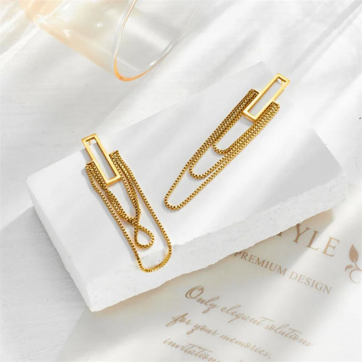 Long chain stainless earring.
