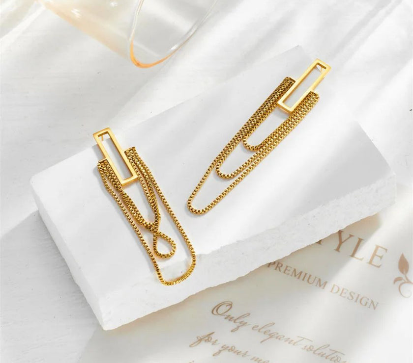Long chain stainless earring.